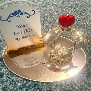 Glass Dolphin Pair Figurine with Red Heart Accent -